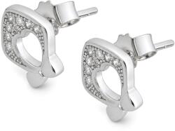Flippy Cercei Tip Stud din Argint 925, Model Fundita, Suprafata Decorata cu Pietre Stralucitoare, Sistem de Prindere cu Tija si Fluturas, Greutate 1.2 g, Argintiu (05314)