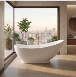 Rea Cada freestanding cu ventil auriu periat Rea Sorento 180 cm alb (KPL-W7862)