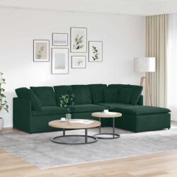 vidaXL Canapea modulara cu taburet si perne, catifea, verde închis GartenMobel Dekor (3321311) Canapea