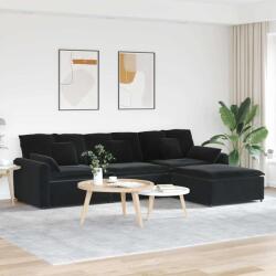 vidaXL Canapea modulara cu taburet si perne, negru GartenMobel Dekor (3321074) Canapea