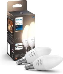 Philips White E14 LED candle-shaped lamps pack of 2 (470 lm), dimmable LED bulbs for the Hue lighting system with warm white light, smart light control via voice and app - 929003021102 - boombuy