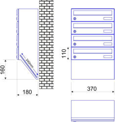  M37U modulos postaláda dőlt RAL, 7db Névtábla + névtábla RAL 1013 bézs
