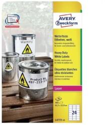 AVERY L4773-20 63, 5×33, 9mm vízálló 480db-os fehér etikett (L4773-20) - pepita