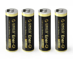 ORICO 1.5V AA 2100mWh Li-Ion akkumulátor - USB-C - Töltőkábellel x 4 db (EG5C-UN-A4C-4PK-EP)