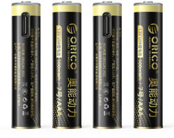 ORICO 1.5V AAA 500mWh Li-Ion akkumulátor - USB-C - Töltőkábellel x 4 db (EG7C-UN-A4C-4PK-EP)