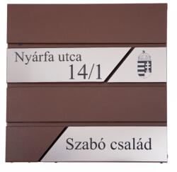 Batadecor Fém postaláda, gravírozott felirattal, barna "5