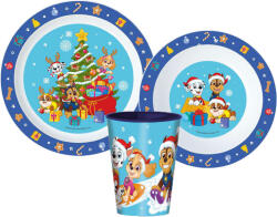  Mancs Őrjárat Holiday Karácsonyi étkészlet, micro műanyag szett, pohárral 260 ml (JVL11149)