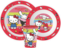  Hello Kitty And Friends étkészlet, micro műanyag szett, pohárral 260 ml (JVL11175)