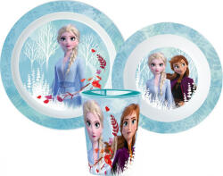  Disney Jégvarázs Blue Forest étkészlet, micro műanyag szett, pohárral 260 ml (JVL11131)