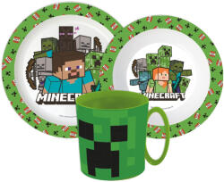  Minecraft Pixelcraft étkészlet, micro műanyag szett bögrével 390 ml (JVL22274) - kreativjatek