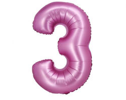  Rózsaszín Satin Pink 3-as szám fólia lufi 76 cm (MLG144918) - kreativjatek