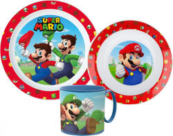  Super Mario Mushroom Kingdom étkészlet, micro műanyag szett bögrével 265 ml (JVL33341)