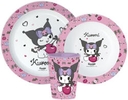  Hello Kitty Kuromi étkészlet, micro műanyag szett, pohárral 260 ml (JVL11176)