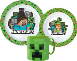  Minecraft Pixelcraft étkészlet, micro műanyag szett bögrével 265 ml (JVL33368)