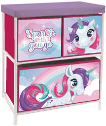 Unikornis Sparkle játéktároló állvány 3 rekeszes 53x30x60 cm (ADX16162ZK) - kreativjatek