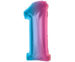 Számok Színes 1-es Rainbow szám fólia lufi 92 cm (MLG195361)