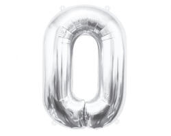 Számok Ezüst Silver 0-ás szám fólia lufi 85 cm (MLG109399)