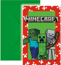  Minecraft Green party meghívó 6 db-os FSC (PNN95658)