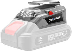 GRAPHITE Adaptor de alimentare USB cu Lanterna LED, Energy+ (fara acumulator inclus) 58G025 (58G025)