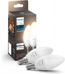 Philips White E14 LED candle-shaped lamps pack of 2 (470 lm), dimmable LED bulbs for the Hue lighting system with warm white light, smart light control via voice and app - 929003021102