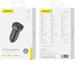 FONENG autós töltő C23 PD 30W 1xUSB-C + 1xUSB QC3.0 fekete