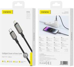 FONENG XS12 USB-C - Lightning PD 27W 1, 2 m fekete kábel