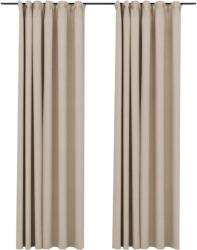 vidaXL 2 db bézs vászonhatású sötétítőfüggöny kampókkal 140 x 225 cm (321213)