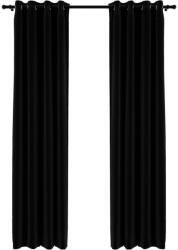 vidaXL 2 db fekete, vászonhatású sötétítőfüggöny fűzőkarikával 140 x 225 cm (321153)