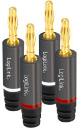 LogiLink Audio Banán csatlakozók, 4 db, fém, szürke