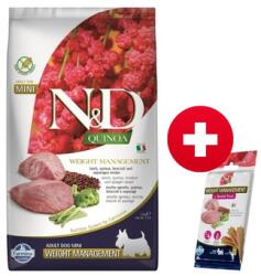 FARMINA N&D Quinoa Dog Adult Mini Weight Management 2.5 kg + FARMINA N&D Quinoa Dental Treat Weight management Mini 60 g (7 db. ) INGYEN!