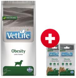 FARMINA Vet Life Obesity Dog 12 kg kutyatáp túlsúlyos kutyáknak + 2x FARMINA Vet Life Dental Treat Obesity Mini 60 g (7 db) AJÁNDÉK!