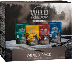 Wild Freedom 8x85g Wild Freedom Triple Taste tasakos nedves macskatáp Vegyes csomag (4 változattal)