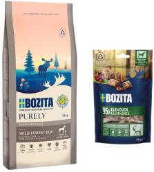  Purely 11kg Bozita Purely Grain Free Puppy & Junior Large jávorszarvas száraz kutyatáp+2x70g Meaty Bits jávorszarvas & kacsa kutyasnack ingyen