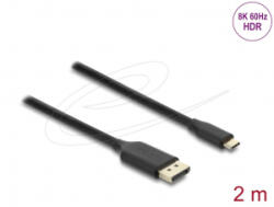 Delock USB Type-C - DisplayPort kábel (DP Alt Mode) 8K 60 Hz-hez HDR funkcióval 2m fekete (80165) (80165)