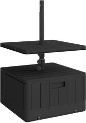 AOSOM Tölthető napernyőtalp állítható asztallappal, kerekekkel, 80 kg homoktöltéssel, 38/48 mm-es napernyőkhöz, fekete