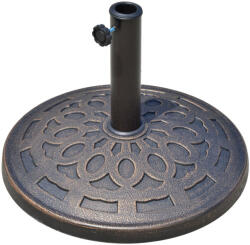 AOSOM Napernyőtartó 14 kg műgyanta napernyőtalp acél tartócsővel, 38/48 mm napernyőrudakhoz, bronz