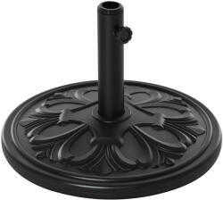 AOSOM Napernyőtartó 13 kg öntött napernyőtalp liliommintás díszítéssel, 35/38/48 mm napernyőrudakhoz, fekete