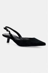 HUGO pantofi cu toc stiletto cu călcâiul deschis din piele întoarsă Seleny 9BY2-OBDZIA_99X