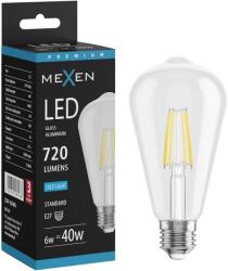 Mexen Vintis, LED izzószálas izzó E27, ST64, 6 W, hideg fehér 6500K, átlátszó, L152-E27-0665-00 (L152-E27-0665-00)