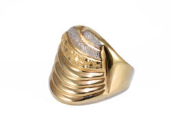 Ékszershop Bicolor mattírozott domború arany gyűrű (1333778)