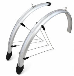 VeloGo alu-plasztik kerékpár sárvédő szett (Ezüst, 26", 58mm, V-pálcás) (74040265)