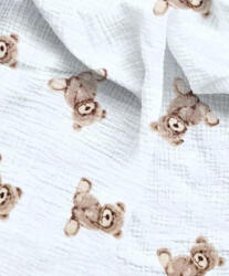  Dupla géz / Muszlin textil - 155 cm Teddy maci mintával