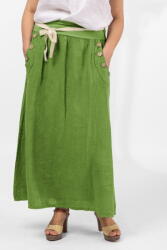 Shopika Fusta lunga casual verde oliv, din in, cu nasturi de lemn la buzunare Talie unica