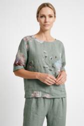SHOPIKA Bluza din in cu imprimeu floral si croi scurt lejer, kaki Talie unica