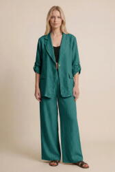 Shopika Compleu din in turcoaz inchis, sacou lejer si pantaloni largi, stil minimalist elegant Talie unica