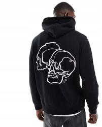 JACK & JONES Jack & Jones Fekete oversize kapucnis pulóver koponya mintával M-es