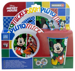 Stor Mickey Egér 5 részes mikrózható étkészlet (lapostányér, mélytányér, pohár, kanál, villa)