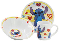 Stor Stitch 3 részes kerámia étkészlet (lapostányér, mélytányér, bögre)