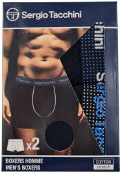 Global Licence Srl Sergio Tacchini férfi pamut boxeralsó - 2 db/csomag - fekete kék-fehér felirattal - XXL