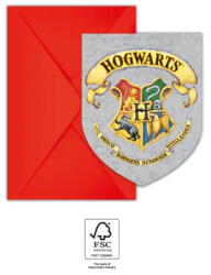 Global Licence Srl 6db Születésnapi meghívó és boríték HARRY POTTER HOGWARTS HOUSES